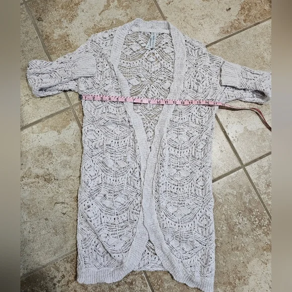 Aeropostale White Crochet Lace Cardigan Women Large Y2K Open Front Layer Cottage - Picture 6 of 7